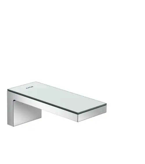 Wannenarmatur mit ausziehbarem Auslauf in Chrom und Spiegelglas, von der Marke AXOR, zur Montage an einer Wand. Minimalistisches Design, geeignet für moderne Badezimmer.
